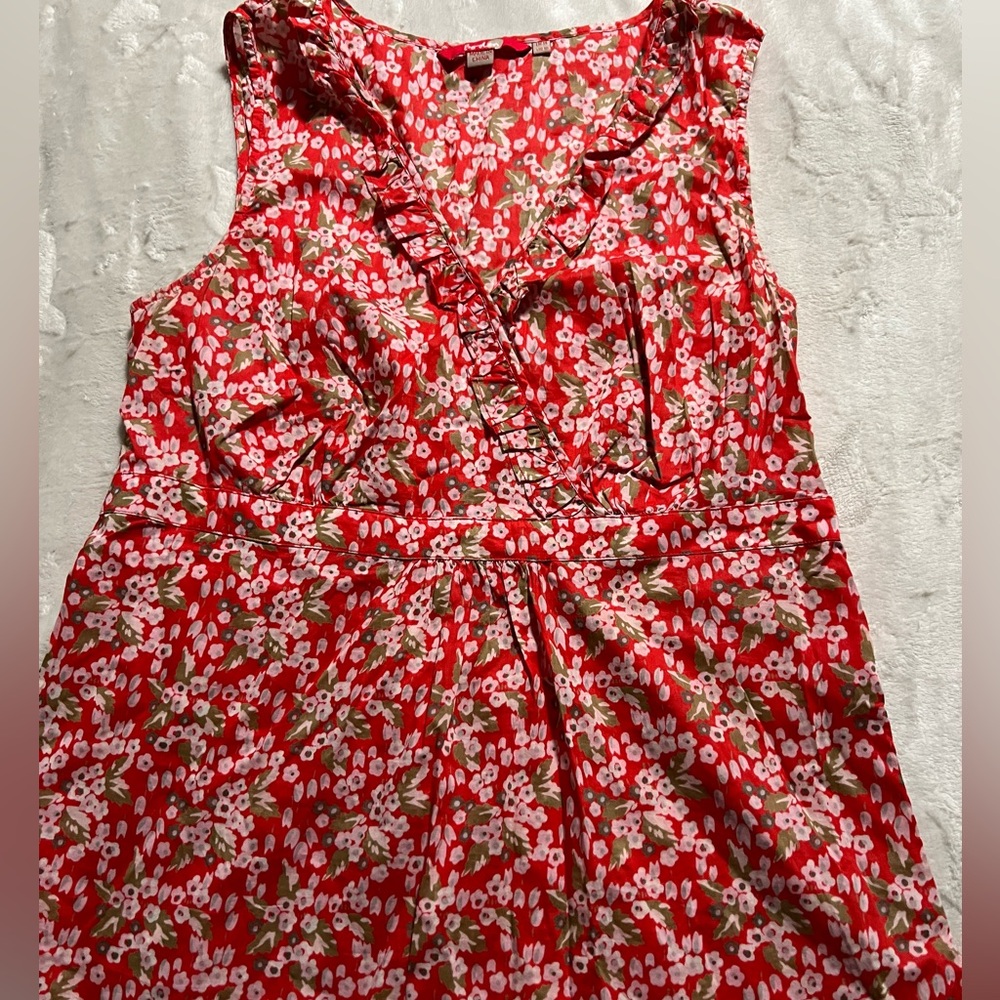 Boden cotton ruffle neck sleeveless blouse.
